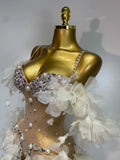 Sparkly Rhinestones Fringe Flower Bodycon Bodysuits DJ Nightclub Performance Stage Outfit Luxury Birthday Photo Shoot Clothing