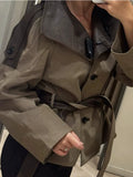 Chic Sashes Women Jackets Lapel Collar Long Sleeve Streetwear Loose Jacket for Daily Gathering Wear Autumn Fashion