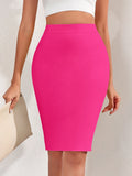 Quality High Waist Women Pencil Bandage Skirts Rose Pink Slim Tight Elastic Streetwear Girl Skirts Bodycon Drop Shipping