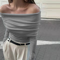 Solid Casual Pullover Sweaters For Women Slash Neck Long Sleeve Slimming Temperament Sweater Female Fashion Style