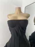 Sexy Strapless Backless Ruffles Red Bandage Short Dress for Women Elegant Luxury Deisnger Evening Party Brithday Club Outfit