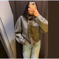 Women Olive Green Fur Collar Oversized Long Sleeve Fuzzy Trim Open Front Knit Cardigan Sweater Fall 2026 Casual Trendy New Wears