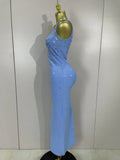Luxury Birthday Gowns Elegant Diamonds Sleeveless Bodycon Bandage Long Dress High Street Celebrate Evening Prom Club Party Dress