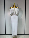 Luxury Rhinestone Chain Off Shoulder Vintage Butterfly Chic Bodycon Dress High Street Elegant Evening Party Birtyday Clothing