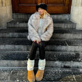 Chic Street Girls Gradient Faux Fur Jacket Women Winter 2026 Fashion Fluffy Fox Fur Coat Female Luxury Outerwear