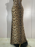 Women Sexy Eveing Party Club Birthday Stage Dress Elegant Halter Leopard Sleeveless Shiny Sequins Backless Bodycon Long Dress