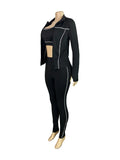 Casual 3 Piece Set Women Tracksuit Elastic Vest+Zip Jacket+Leggings Matching Street Sporty Fitness Street Shapewear