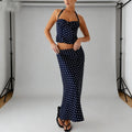 Summer Dress 2-Piece Set Women's Sexy Polka Dot Top Casual Maxi Skirts Sets Casual Party Vacation Y2k Female Dress Set
