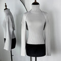 Knitted Top Two Piece Set For Women Turtleneck Sleeveless Pullover Vest Long Sleeve Texture Patchwor Set Lady Sexy Set