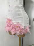 Luxury Pearl Women Sexy Elegant Strapless Floral Beading Bandage Mini Celebrity Outfit Birthday Dress Evening Party Prom Gown