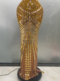Luxury Shiny Mirror Rhinestones Hollowed-out Long Dress 2026Women Celebrity Evening Party Catwalk Prom Stage Photo Shoot Dresses