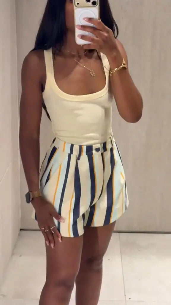Boho Colorful Stripe Midi Skirt Set Turn Down Collar Single Breasted Long Sleeve Shirt Fitted Waist Flowy Women Skirts Outfits