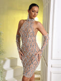 Women Luxury Sexy Mesh Crystal Diamonds sequin Mini Dress Birthday Party Costume Bar Nightclub Stage Performance Clothing