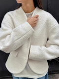 Temperament Solid Woolen Coat for Women V Neck Horn Sleeves Fashionable Designer Jackets Female Autumn New Style