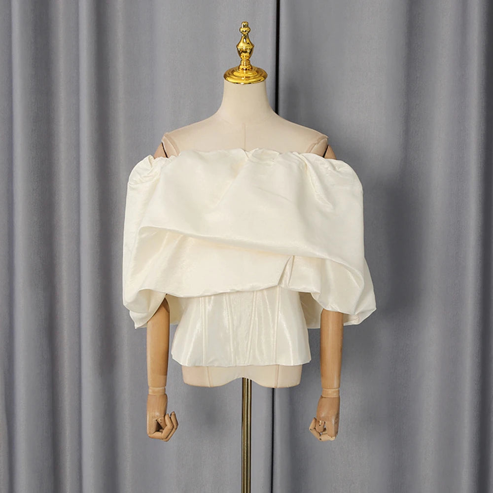 2026 Summer Solid Color Fashion Strapless fishbone corset topSexy Beach Party Slim Fit T-shirts Sweet Style Women's Wear