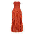 Solid Spliced Ruffles Elegant Dresses For Women Strapless High Wasit Backless Loose Dress Female Fashion