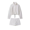 Fashion Polka Dot Print Jacket Coat Women's Stand Collar Long Sleeved Workwear Coat Ins Hot Short Casual Female Jackets