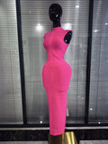 Women Sexy Sleeveless O-Neck Bodycon Long Bandage Dress Elegant Evening Party Cocktail Fashion Homecoming Outfit