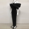 Red Black Women Sexy Halter Off the Shoulder Crystal Ruffles Bodycon Long Bandage Dress Nightclub Party Birthday Celebrate Wear
