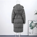 Warm Stand Neck Cotton Long Coats Women Elegant Single Breasted Zipper Belt Lace Up Outwear Female Winter Chic High Streetwear