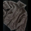 Women's Chic Sequin Knitted Cardigan Solid Stand Neck Double Zipper Sweater Oversized Knitwear Winter Female Elegant Cardigans