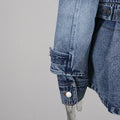 Personalized Street Denim Jacket 2025 New Fashion Ruffled Edge Single Breasted Lapel Denim Coat For Women Jeans