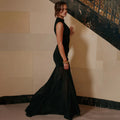 Sexy Spliced Sheer Mesh Fishtail Dresses for Women Stand Collar Sleeveless Patchwork Hollow Out Dress Female Trendy