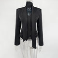 Stripe Tailored Coat For Women Lace Up V Neck Long Sleeves Coat Female Fashion Elegant High-End Formal Tailored Coat
