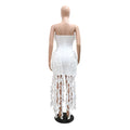 Women Summer Strapless Ruffles Tassel Dress Women Glamour Red 3D Flower Irregular Party Dress Celebrity Outfits Clubwear