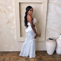 Elegant Halter Neck Long Dress for Women Ruffle Tiered Bodice Side Cutout Sheer Mermaid Skirt Sexy Party Prom Wedding Guest