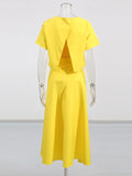 Summer Splicing Flowers Two Piece Sets For Women Short Sleeve Tops High Waist A Line Skirt Slim Set Female Fashion New