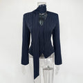Stripe Tailored Coat For Women Lace Up V Neck Long Sleeves Coat Female Fashion Elegant High-End Formal Tailored Coat