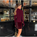 Women's Sexy Lace Patchwork Faux Fur Mini Dress Elegant Turtleneck Long-sleeve Hip Package Slim Dress Lady 2026 Chic Streetwear