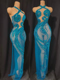 High-Slit Sparkly Sequins Diamonds Dress Birthday Dress Women Sexy Performance Costume Singer Stage Nightclub Outfit