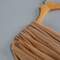 Sexy V Neck Tiered Folds Design Long Dress Women Sleeveless Multi-Layered Draped Temperament Dresses Evening Party Gowns