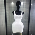Winered White Women Sleeveless Sexy O-Neck Bodycon Mini Bandage Dress Birthday Party Celebrate Evening Clothing