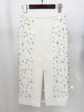 Heavy Industry Nail Bead Vest Top Split Skirt Two Piece Set Women's Fashion Female Outfit