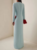 High End Slim Embroidery Designer Dresses for Women O Neck Patchwork Cut Out Evening Floor Length Dress Female Fashion Style