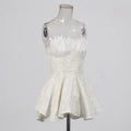 Solid Slimming Spliced Ruffles Fold Dresses for Women Strapless Sleeveless Patchwork Zipper Dress Female Clothing