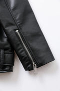 Women's Motorcycle Leather PU Imitation Leather Loose Jacket Black Jacket