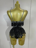2026 New Sexy Nightclub Bar DJ Performance Dancer Stage Costume Sparkly Rhinestones Feathers Tassels Mesh See Through Bodysuits
