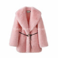 Winter Hot Brown Belted Faux Fur Coat Women Thick Warm Long Fox Fur Jacket Chic Brand Fashion Girls Furry Overcoat