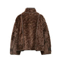 Solid Faux Shearling Coat Women Stand Collar Asymmetric Button Faux Leather Patchwork Winter Streetwear Thick Plush Outerwear