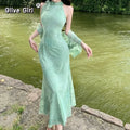 Olive Girl Purple Dramatic Qipao for Garden Wedding 2026 Fairycore Photoshoot S-L XS-3XL Plus Size Dramatic Silhouette Romantic Garden Party Editorial Not Costume Qipao Cheongsam Chinese Dress Chinese Heritage Fashion Women