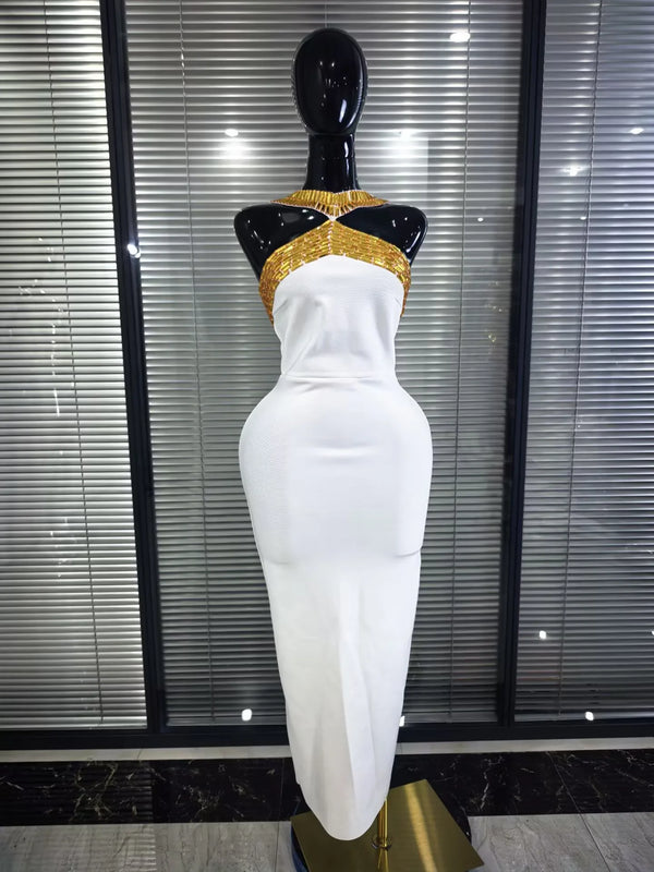 Red White Women Sexy Off the Shoulder Shining Crystal Bodycon Long Bandage Dress Elegant Evening Party Cocktail Fashion Outfit