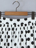 Beach Party Two Piece Set for Women Halter Neck Sleeveless Vest High Waist Polka Dot A Line Midi Skirt Suit Female