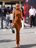 Sexy Draped Cross Elegant Dress Women Summer Turtleneck Sleeveless Backless Street Sexy Fashion Long Bodycon Dress