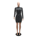 Sexy Sparkle Rhinestone Pearl Mini Dress Women Luxury Crystal Night Club Short Evening Party Vestidos Birthday Outfits