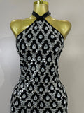 Luxury Sparkly Diamonds Feathers Black Halter Asymmetry Long Dress Women Sexy Sleeveless Backless Evening Party Birthday Dresses