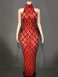 Festival Shiny Rhinestones Party Dress Birthday Luxury Costume Fancy Brilliant Dancer Wedding Impressive Evening Dress
